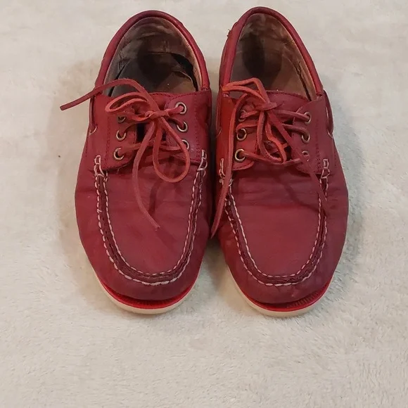 Polo Ralph Lauren Bienne II LU-BTS Mens Red Leather Boat Loafer Shoes Sizs 8.5 D - Picture 2 of 12